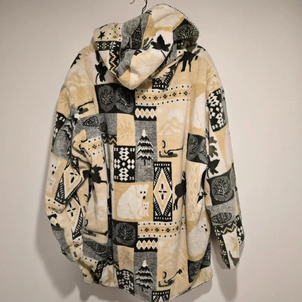 Vtg Quality Goods Canada Winter Nature Heavy Fleece Reversible Coat Jacket M/L - Picture 11 of 16